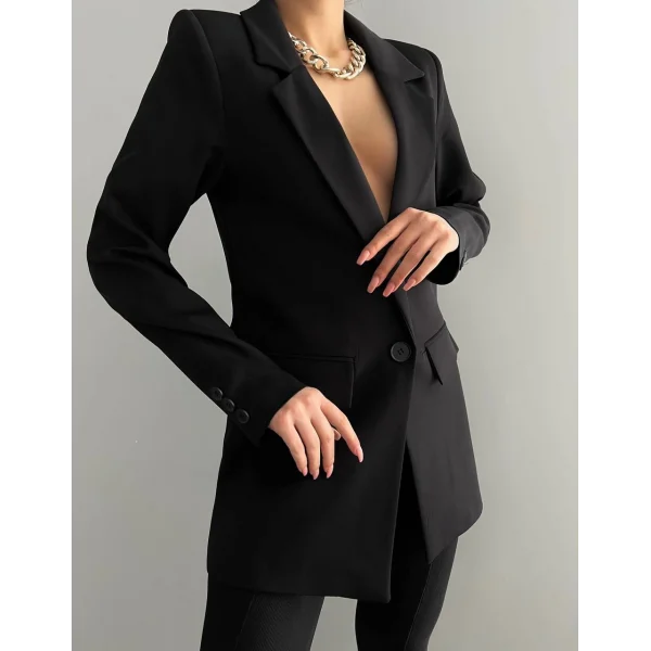 ATLAS TEK DÜĞME ASTARLI BLAZER CEKET SİYAH