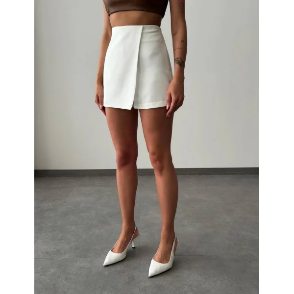 ATLAS KUMAŞ BEYAZ ŞORT ETEK