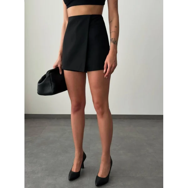 ATLAS KUMAŞ SİYAH ŞORT ETEK