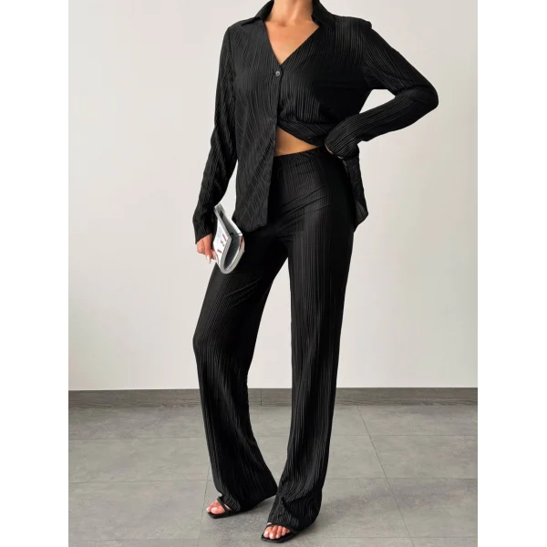 Hayal Pilise Gömlek Pantolon Takım Siyah