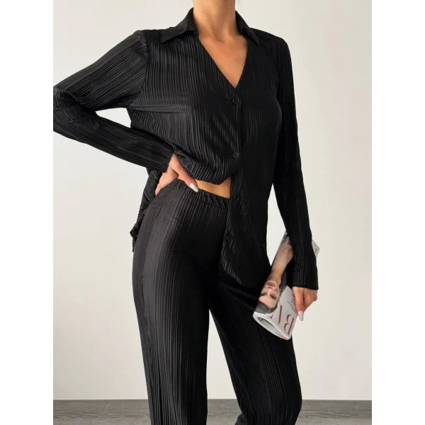 Hayal Pilise Gömlek Pantolon Takım Siyah