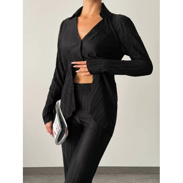 Hayal Pilise Gömlek Pantolon Takım Siyah