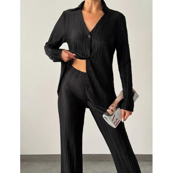 Hayal Pilise Gömlek Pantolon Takım Siyah