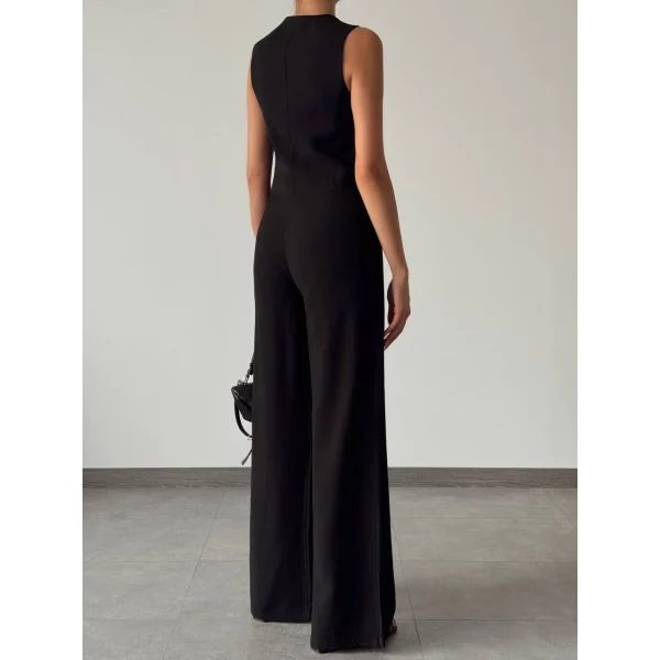 Modal Kumaş Yelek Pantolon Takım Siyah