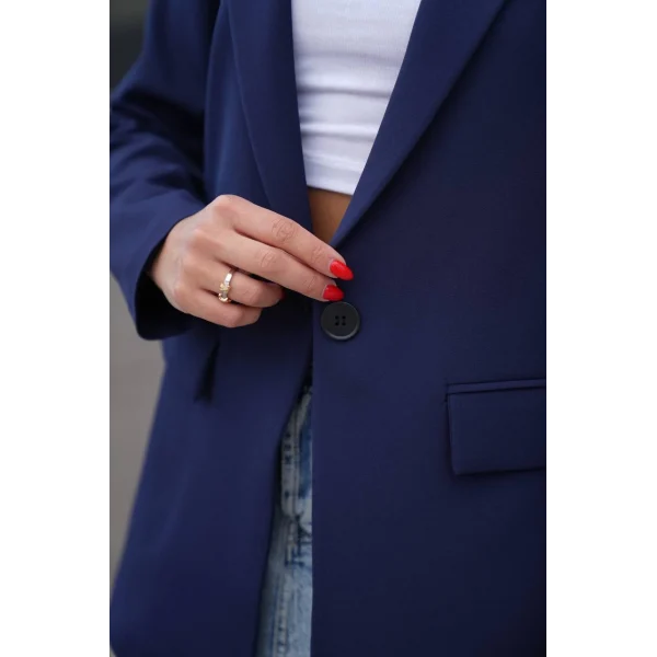 ATLAS KUMAŞ TEK DÜĞME ASTARLI BLAZER CEKET LACİVERT