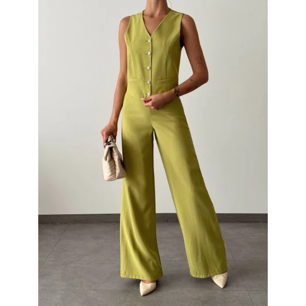 Modal Kumaş Yelek Pantolon Takım Yeşil