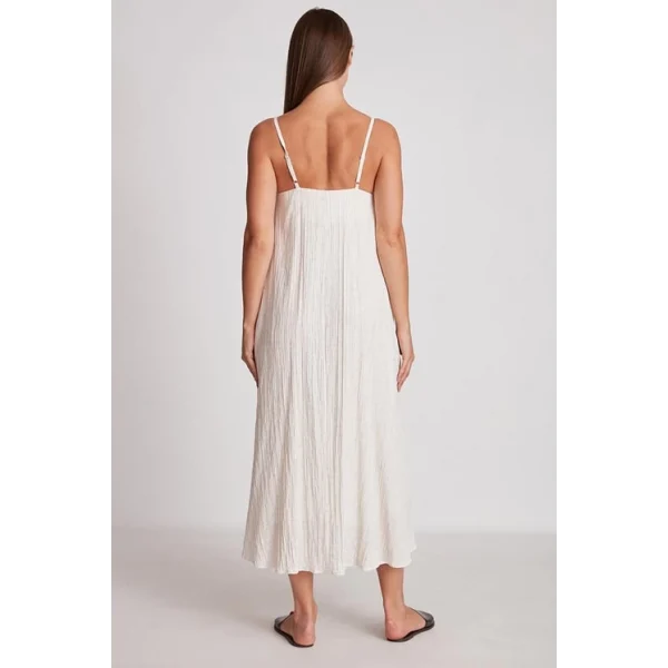 ASKILI KETEN ELBİSE EKRU