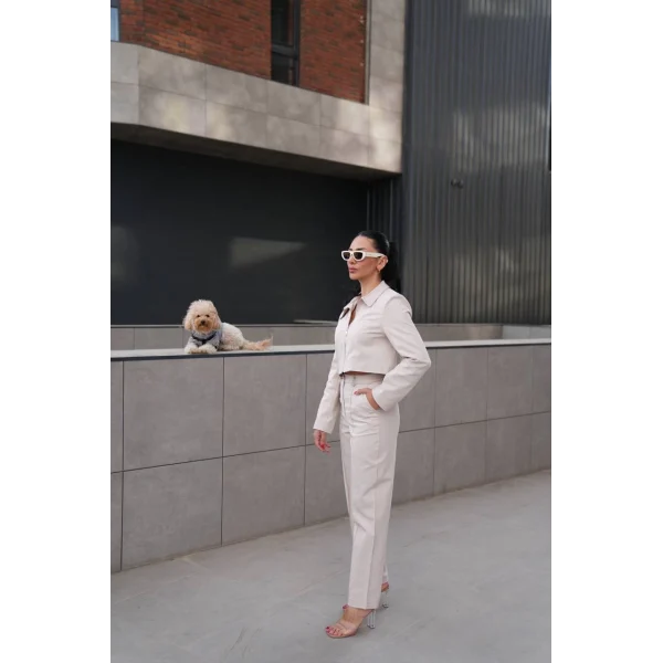 DENİM GABARDİN CEKET PANTOLON TAKIM TAŞ