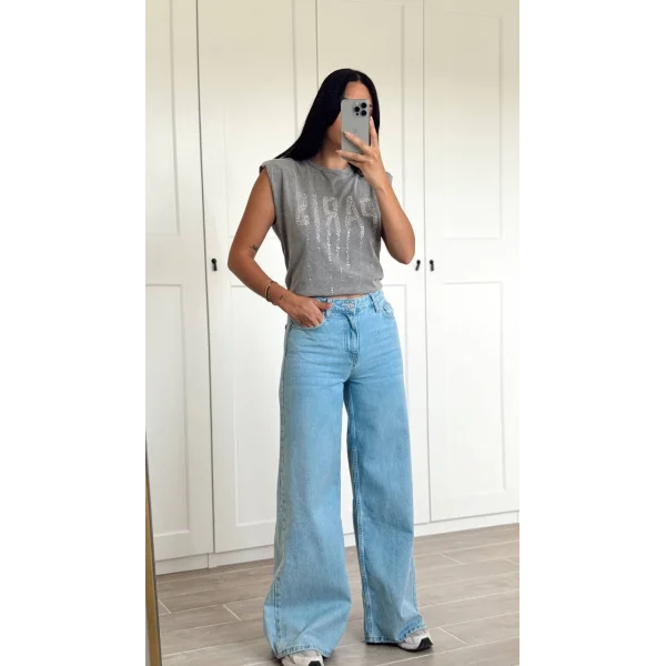 MAVİ DİKİŞ DETAYLI BAGGY JEAN