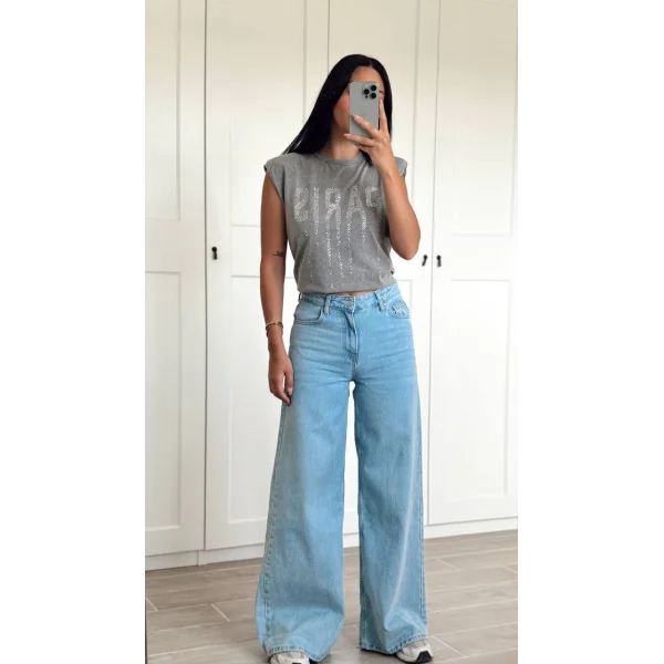 MAVİ DİKİŞ DETAYLI BAGGY JEAN