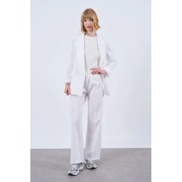 PREMİUM KUMAŞ ÇİZGİ ASTARLI KETEN CEKET BEYAZ