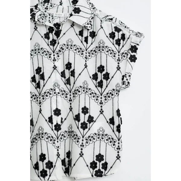ROBİN ÇİÇEK DESENLİ KISA KOL GÖMLEK