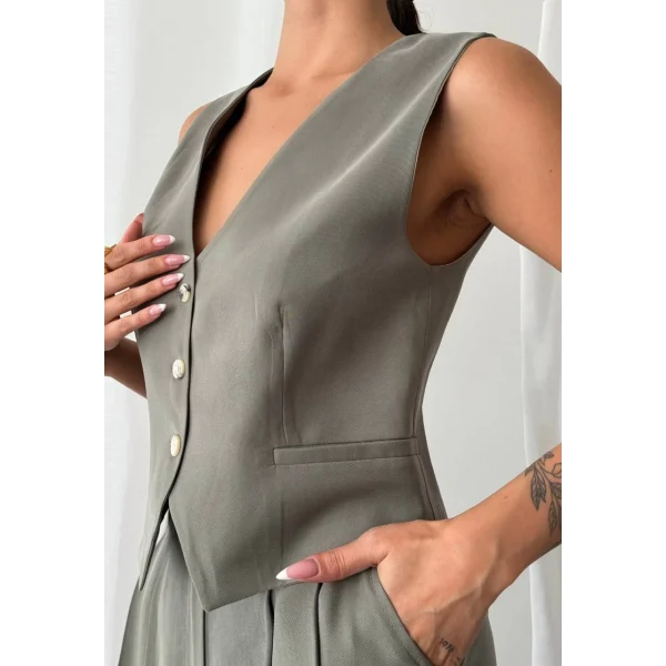 MODAL KUMAŞ ŞORT YELEK TAKIM HAKİ