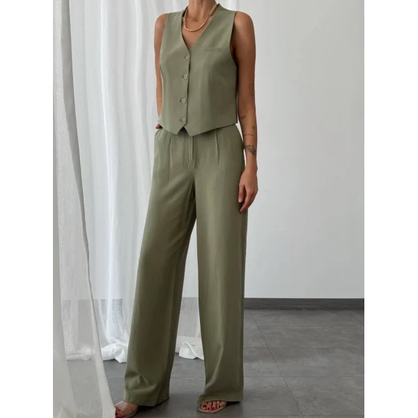 KETEN YELEK PANTOLON TAKIM HAKİ