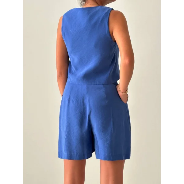 EXEN MODAL KUMAŞ ŞORT YELEK TAKIM İNDİGO