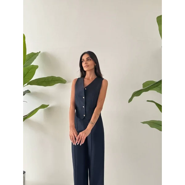 PREMİUM YÜN EFEKT KUMAŞ YELEK PANTOLON TAKIM LACİVERT