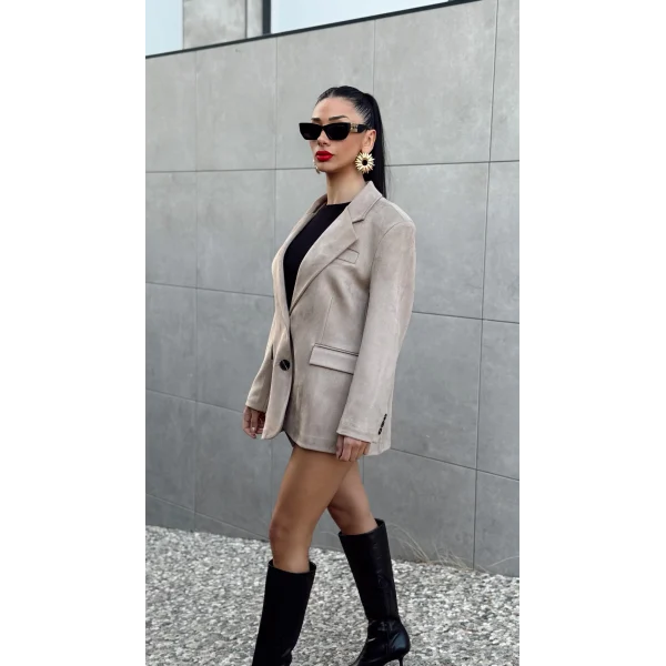 OVERSİZE SÜET BLAZER CEKET VİZON