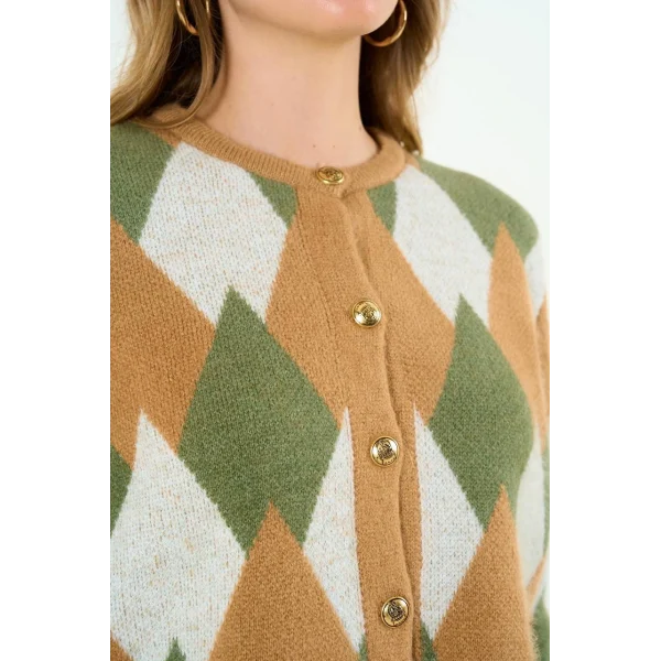 BAKLAVA DESEN KISA YEŞİL HIRKA