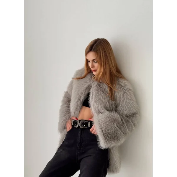 Premium Serisi Midi Boy Gri Kürk