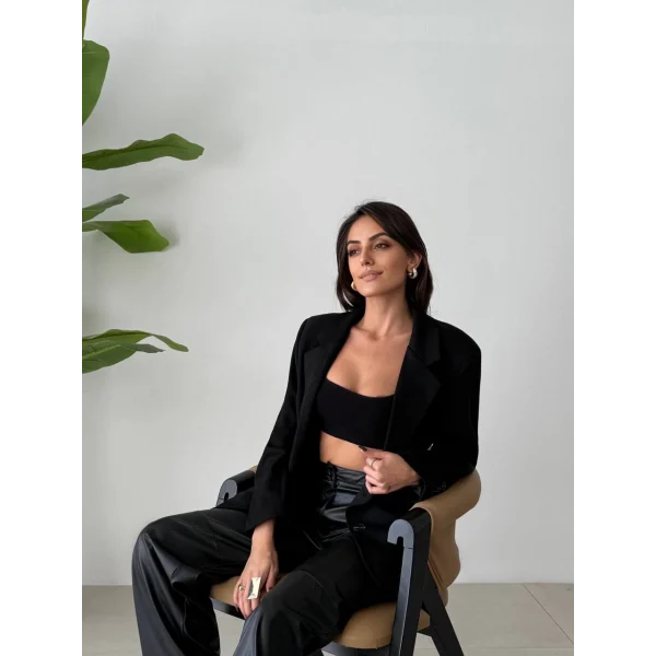 OVERSİZE SÜET BLAZER CEKET SİYAH