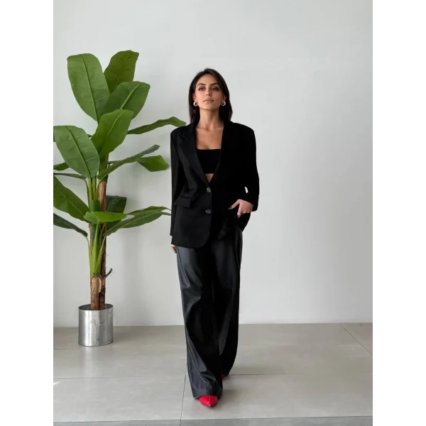 OVERSİZE SÜET BLAZER CEKET SİYAH