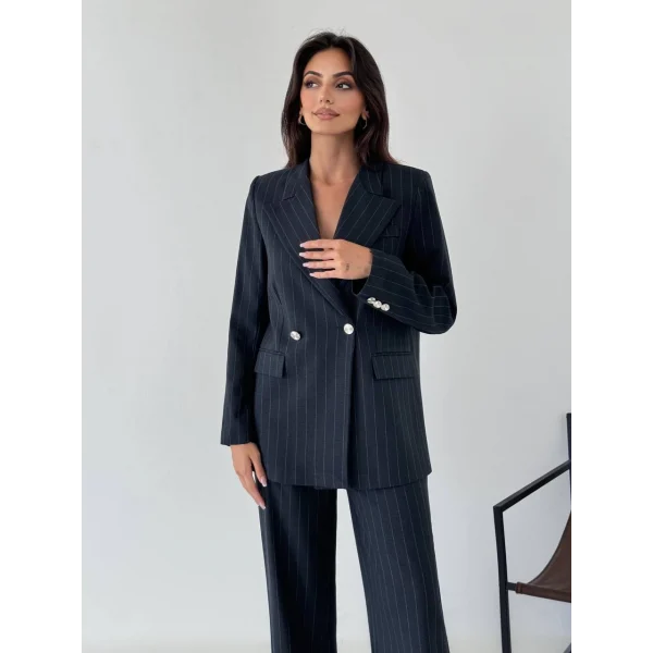 Myra Lacivert Blazer Ceket Pantolon Takım