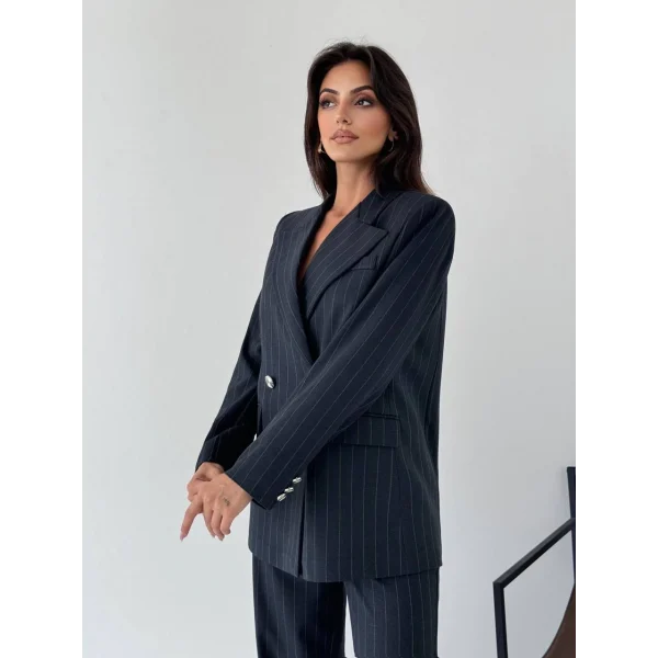 Myra Lacivert Blazer Ceket Pantolon Takım