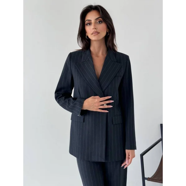 Myra Lacivert Blazer Ceket Pantolon Takım