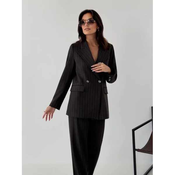 Myra Kahverengi Blazer Ceket Pantolon Takım