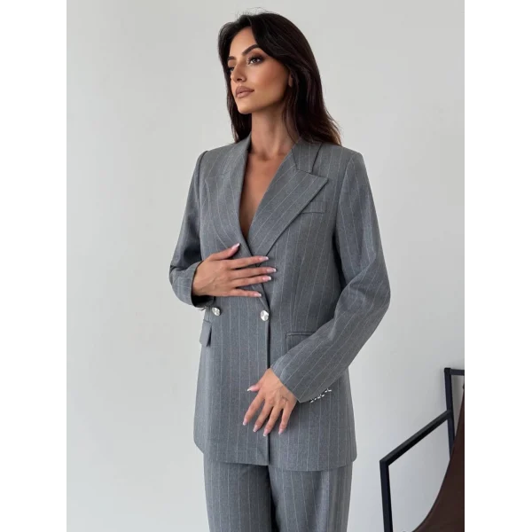 Myra Gri Blazer Ceket Pantolon Takım 