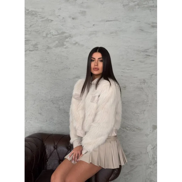 Deri Garnili Taş Kürk Ceket