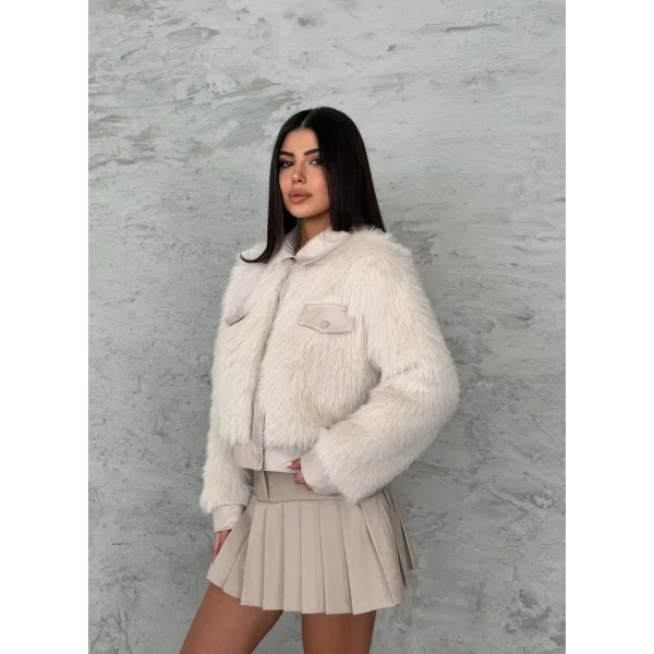 Deri Garnili Taş Kürk Ceket