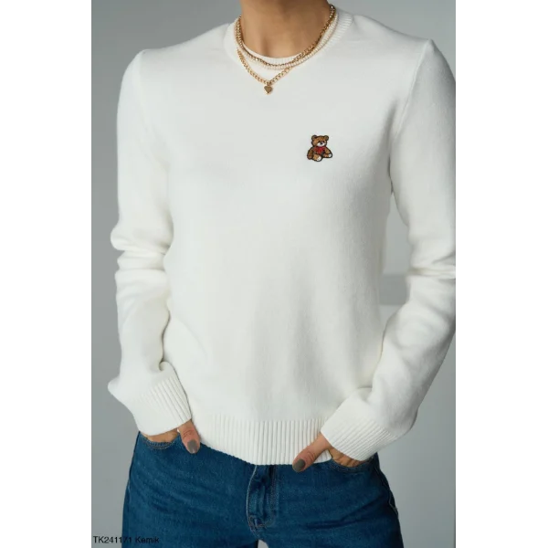 Ayı Armalı Triko Kazak Kemik
