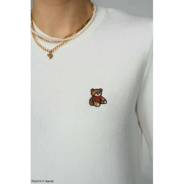 Ayı Armalı Triko Kazak Kemik