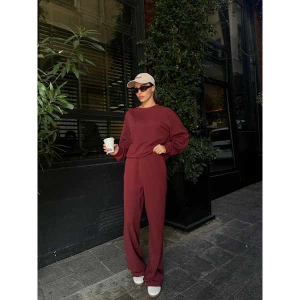 Viyana Pamuklu Eşofman Takım-Bordo