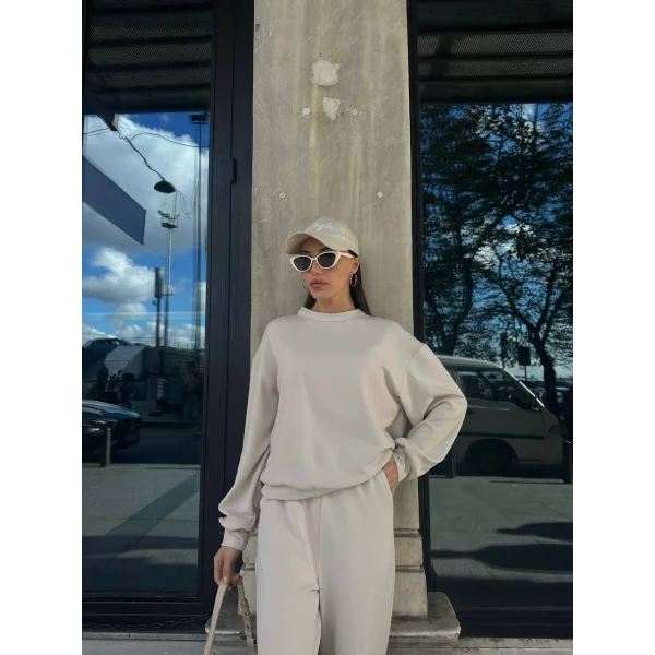 Viyana Pamuklu Eşofman Takım-Bej