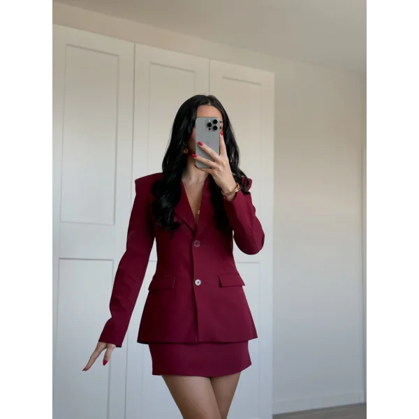 Myra Ceket Etek Takım Bordo