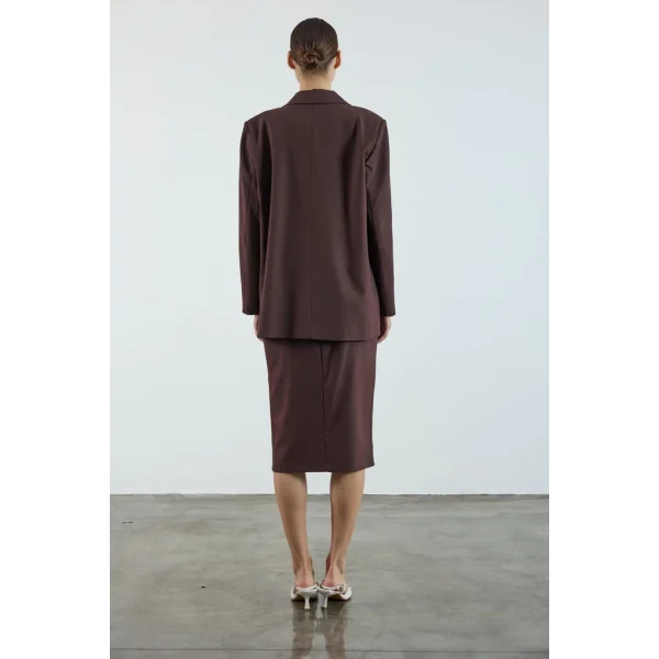 Poliviskon Kemerli Etek - Kahve