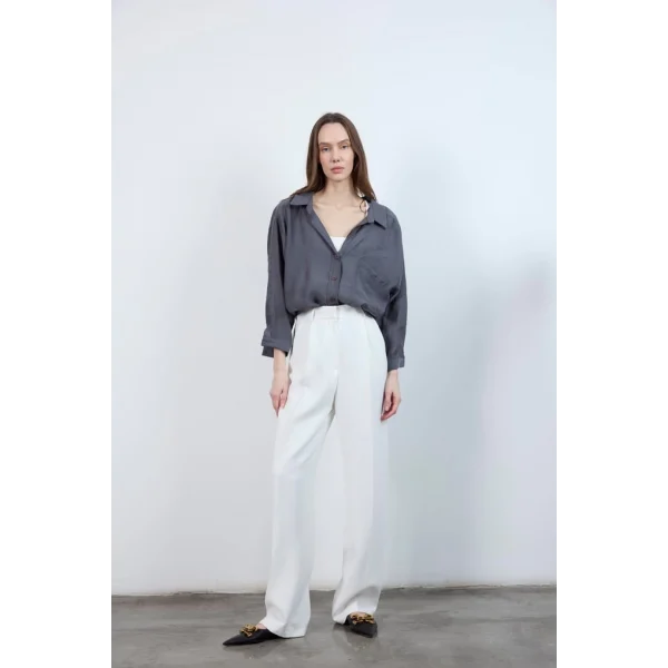 Düşük Omuz Oversize Gömlek - Antrasit