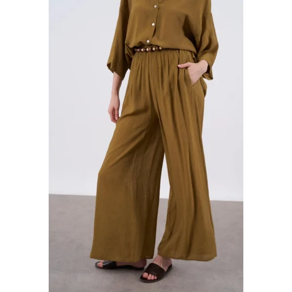 Keten Gömlek Pantolon Takım Taba