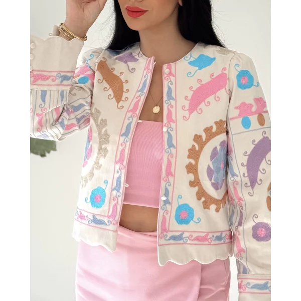 Nakış İşlemeli Gabardin Ceket