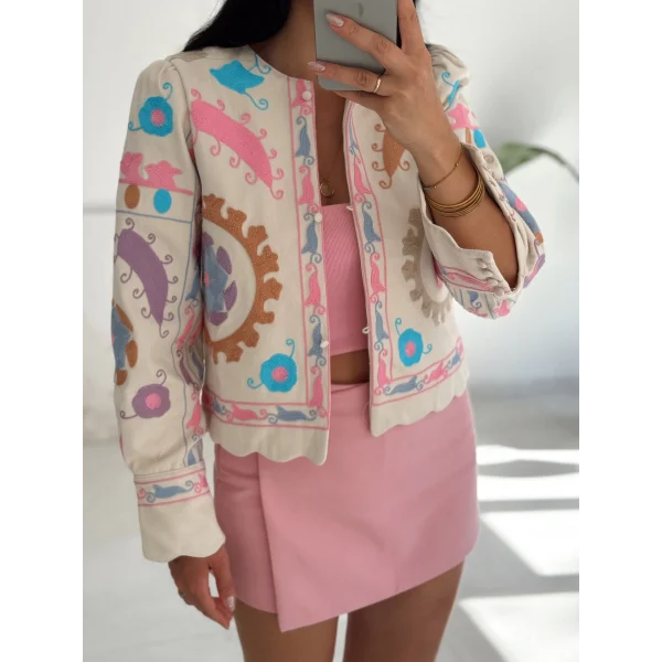 Nakış İşlemeli Gabardin Ceket