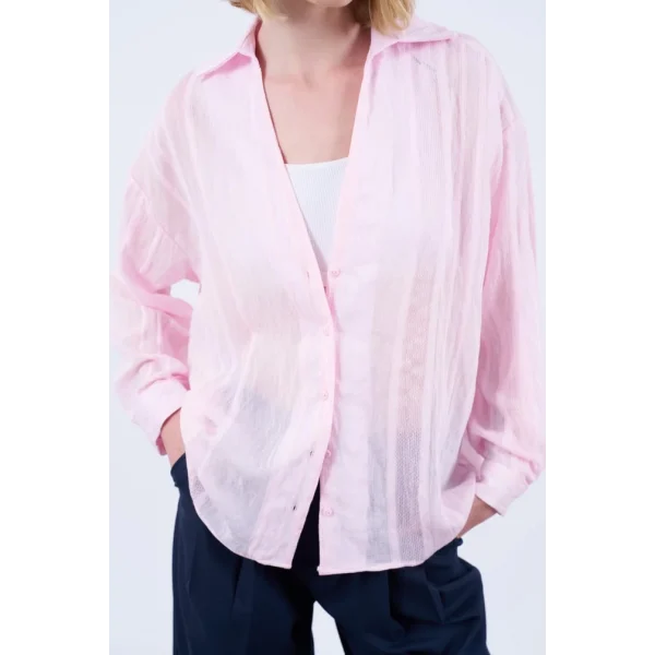 Premium Serisi Transparan Gömlek - Pembe