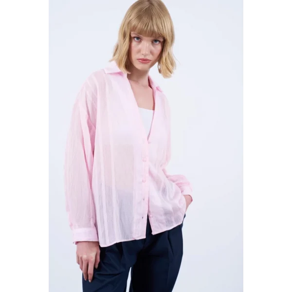 Premium Serisi Transparan Gömlek - Pembe