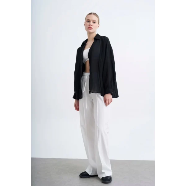 Premium Serisi Transparan Gömlek - Siyah