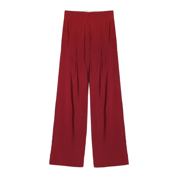 Yüksek Bel Palazzo Bol Paça Pantolon-Bordo