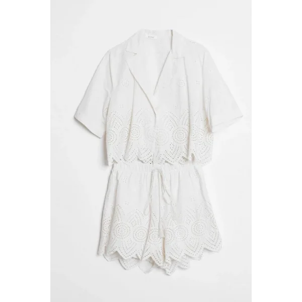 Premium Seri Gömlek Şort Takım-Beyaz