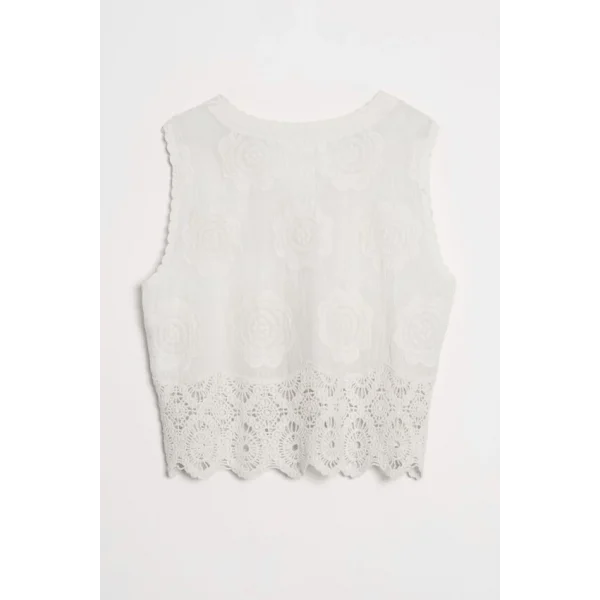 Premium Seri Dantel Detay Yelek-Ekru