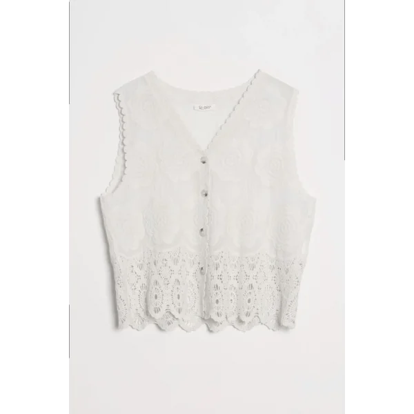 Premium Seri Dantel Detay Yelek-Ekru