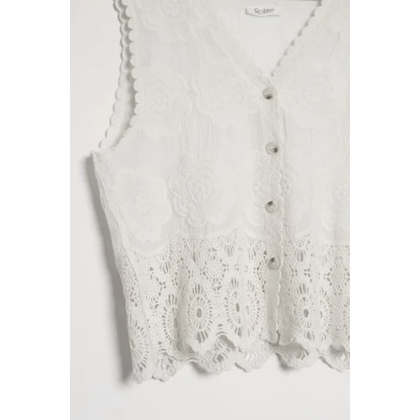 Premium Seri Dantel Detay Yelek-Ekru